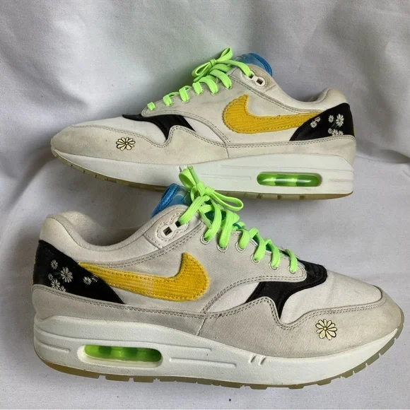 Nike Air Max 1 'Spring Daisy' White Gray/Green Sneaker CW6031-100 - Picture 4 of 10